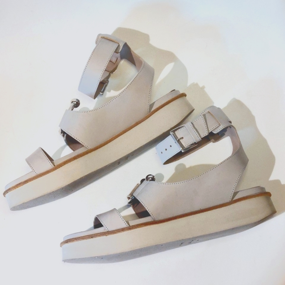 Vic Matié blue-gray leather Serra flatform sandal, EU40/US9, EUC